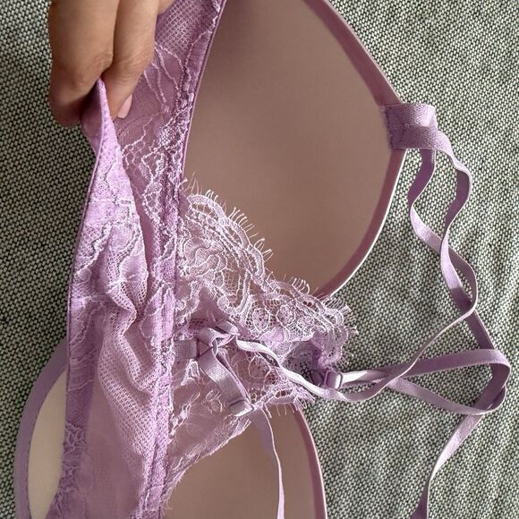 Victoria's Secret Very Sexy Push Up Bra 36D Pink Womens  Front Close Lace Back - Picture 7 of 9